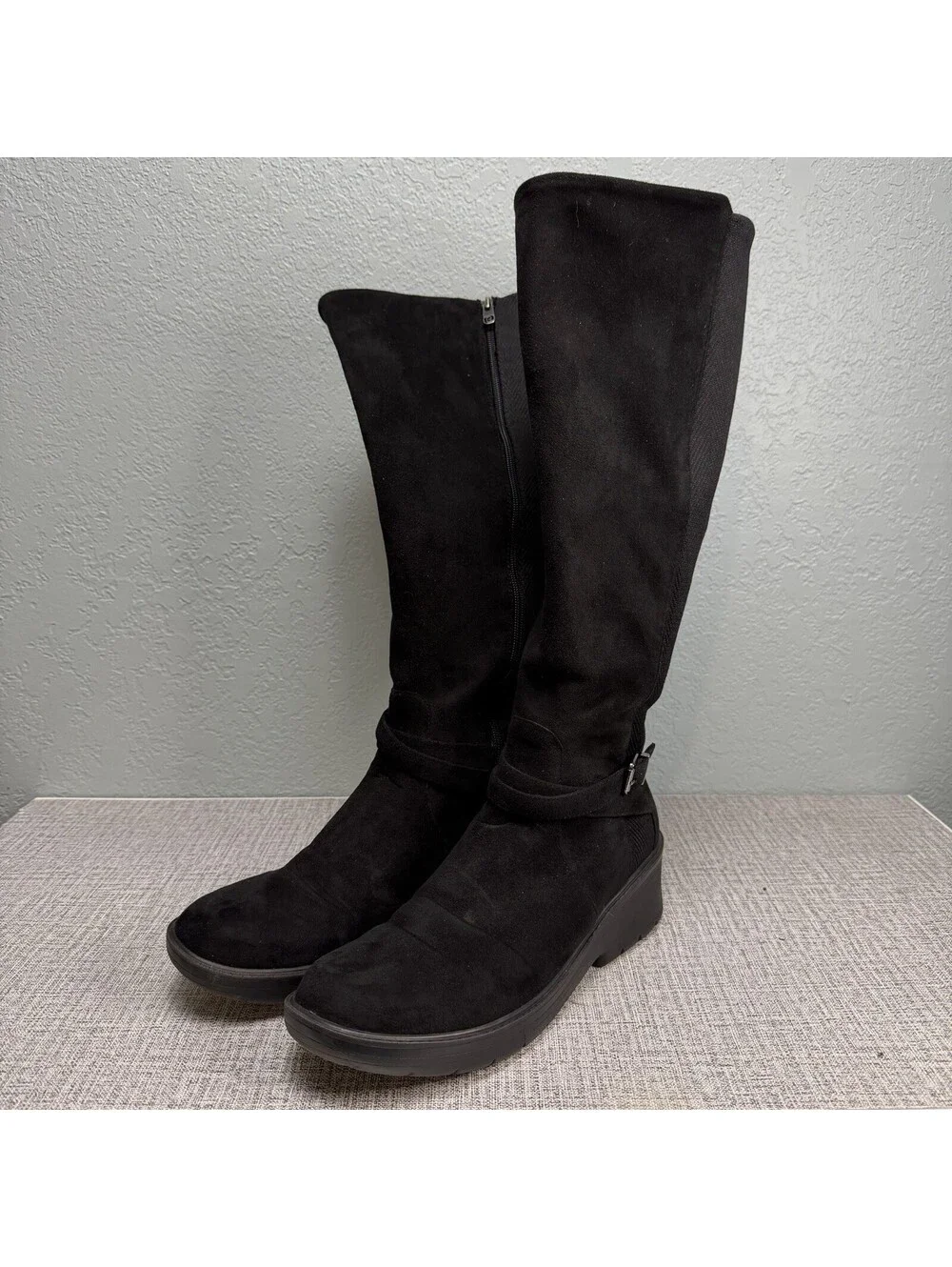 BZees Boots Womens Size 11 Black Bristol High Tall Shaft Black Riding Full Zip